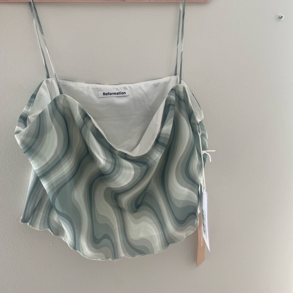 Reformation Jameson Top Green Zig Zag Size M